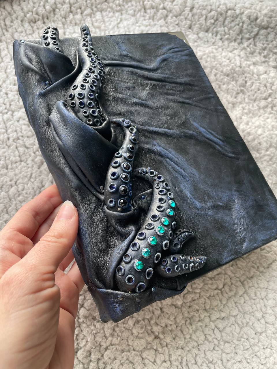 Kraken Grimoire – Dark Fantasy Leather Journal, Gothic Book of Shadows, Ocean Magic