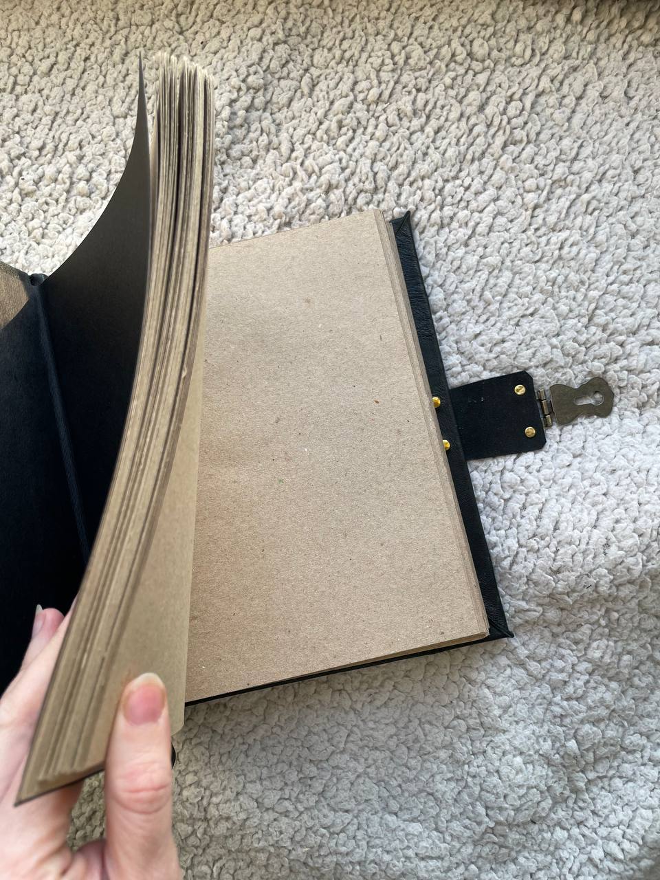 Leather Grimoire with Gold Triquetra | Book of Shadows Journal | Handmade Witch Notebook | Pagan Gift