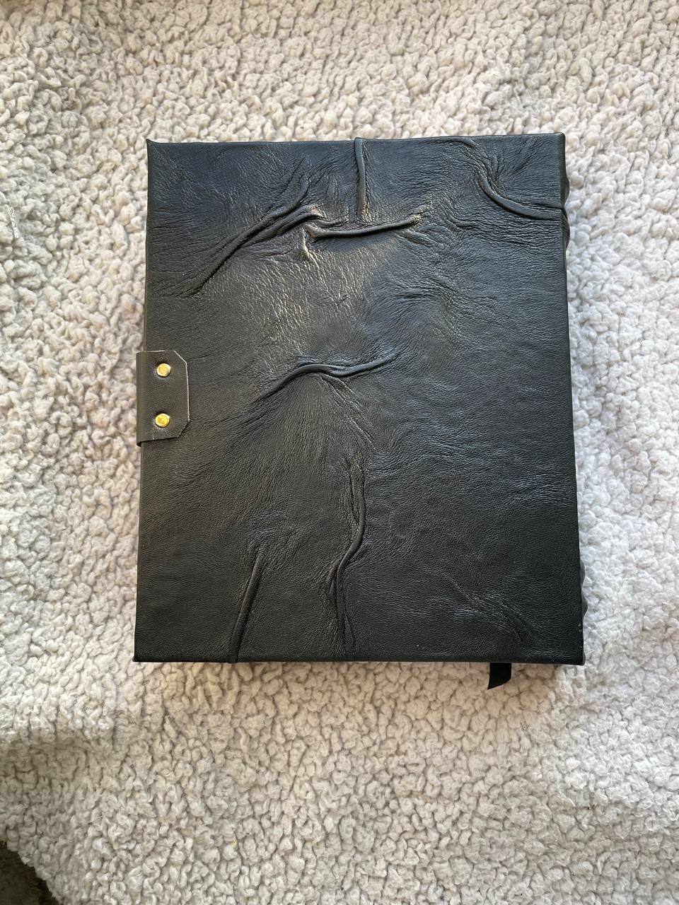 Leather Grimoire with Gold Triquetra | Book of Shadows Journal | Handmade Witch Notebook | Pagan Gift