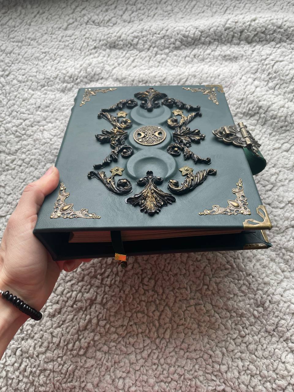 Leather Grimoire Binder with Triple Moon Phase & Tree of Life – Wiccan Book of Shadows