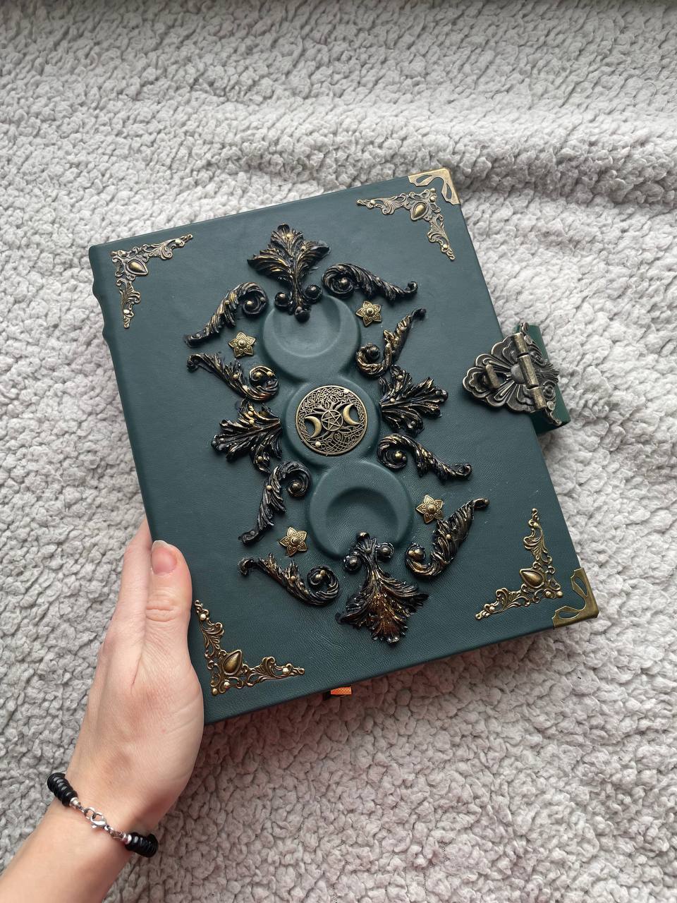 Leather Grimoire Binder with Triple Moon Phase & Tree of Life – Wiccan Book of Shadows
