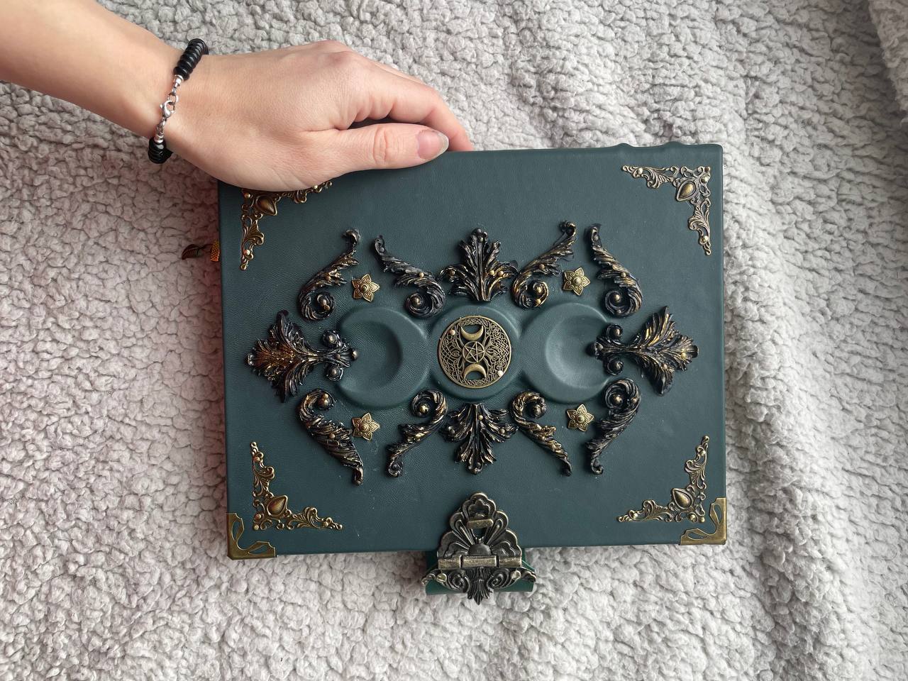 Leather Grimoire Binder with Triple Moon Phase & Tree of Life – Wiccan Book of Shadows