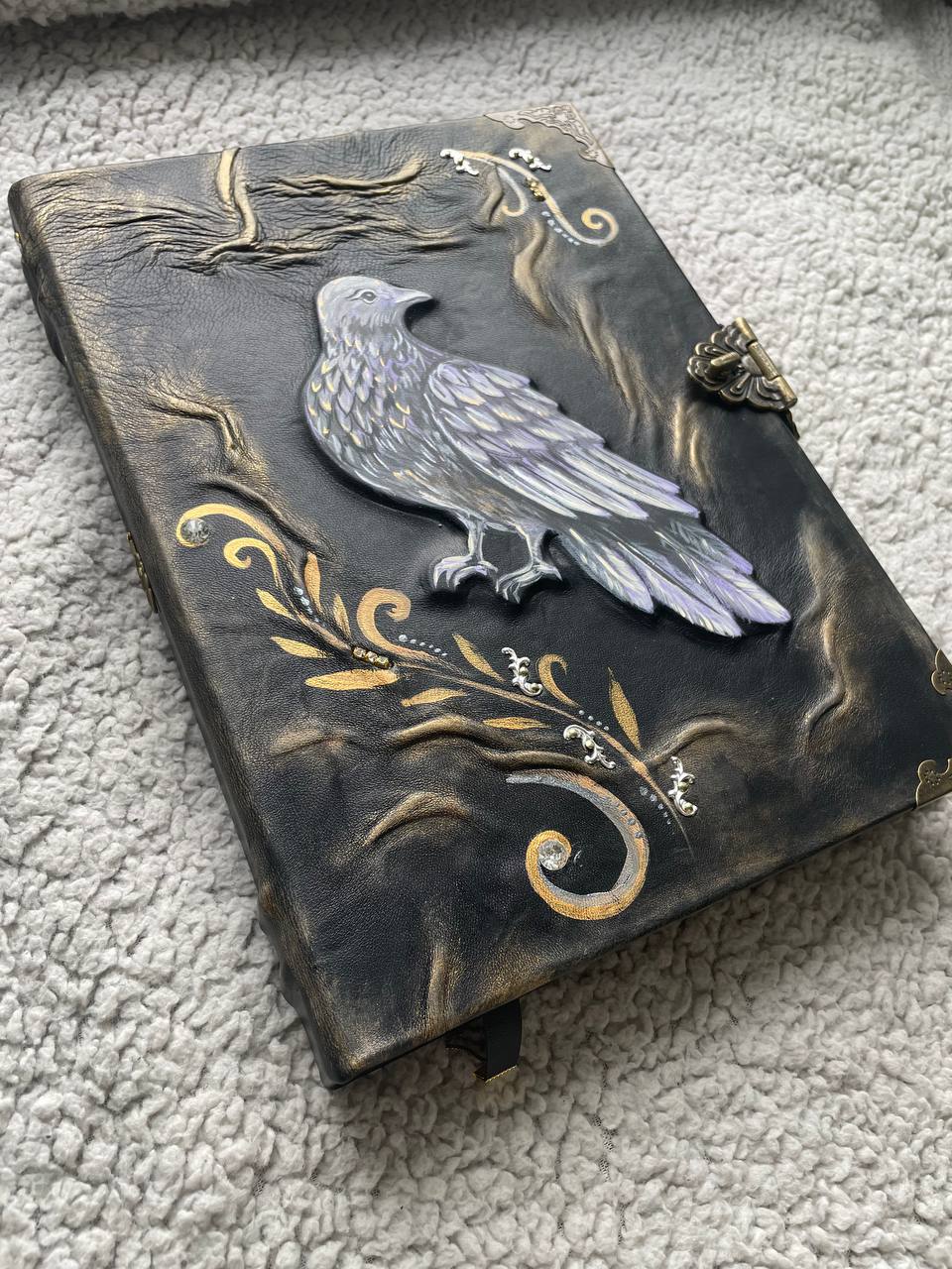 Dove Leather Journal | Handmade Grimoire | Hand Painted Notebook | Spiritual Journal | Peace Symbol Gift