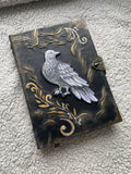 Dove Leather Journal | Handmade Grimoire | Hand Painted Notebook | Spiritual Journal | Peace Symbol Gift