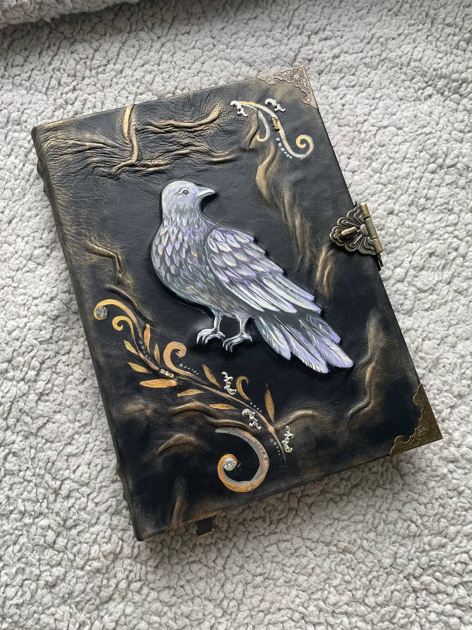 Dove Leather Journal | Handmade Grimoire | Hand Painted Notebook | Spiritual Journal | Peace Symbol Gift