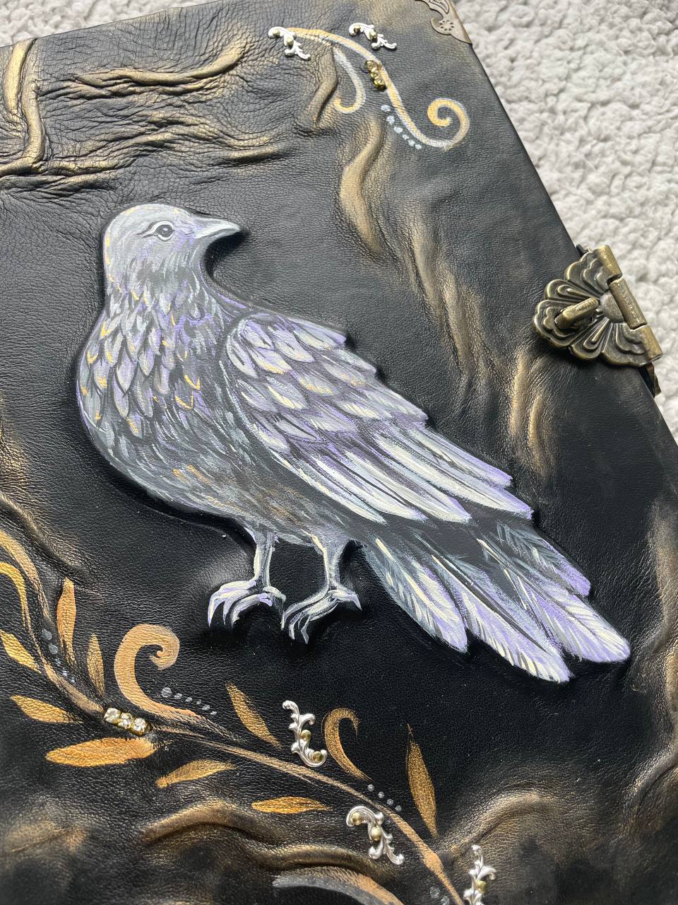 Dove Leather Journal | Handmade Grimoire | Hand Painted Notebook | Spiritual Journal | Peace Symbol Gift