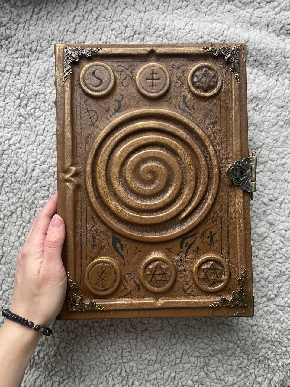 Gothic Leather Grimoire | Handmade Book of Shadows | Occult Journal | Sculpted Cover Spell Book