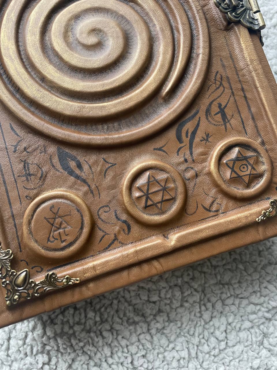 Gothic Leather Grimoire | Handmade Book of Shadows | Occult Journal | Sculpted Cover Spell Book
