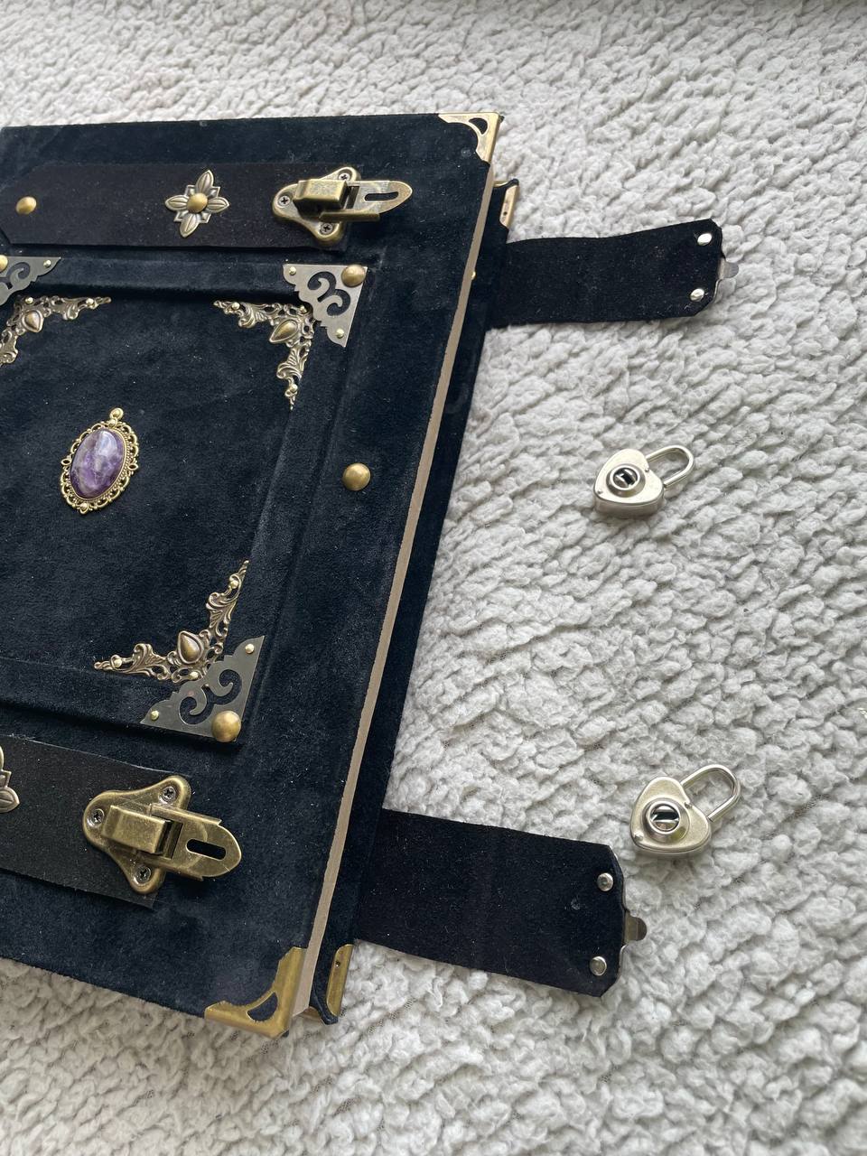 Elite Medieval Grimoire • A4 Handmade Leather Book of Shadows • Amethyst Witchcraft Journal
