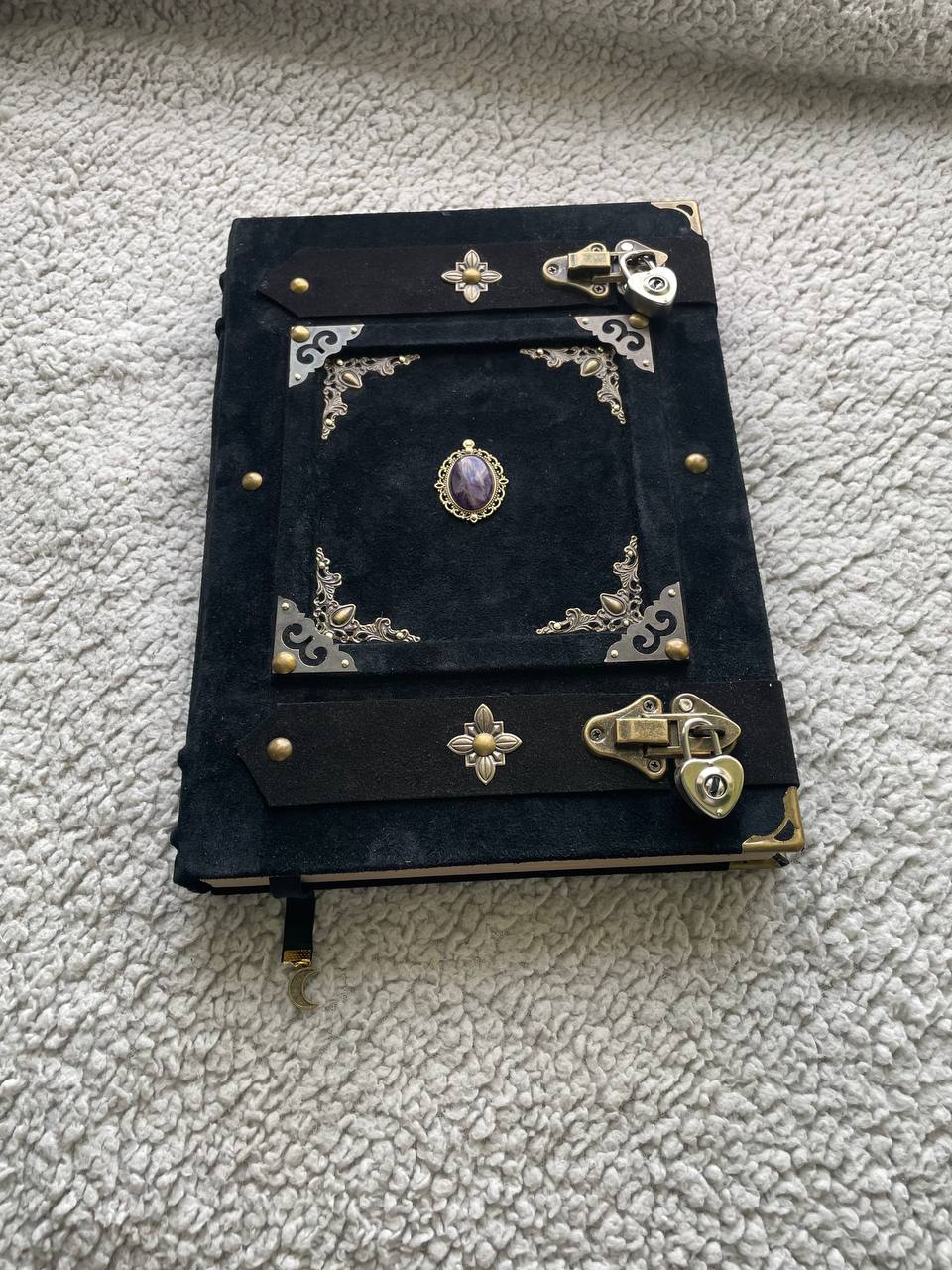 Elite Medieval Grimoire • A4 Handmade Leather Book of Shadows • Amethyst Witchcraft Journal