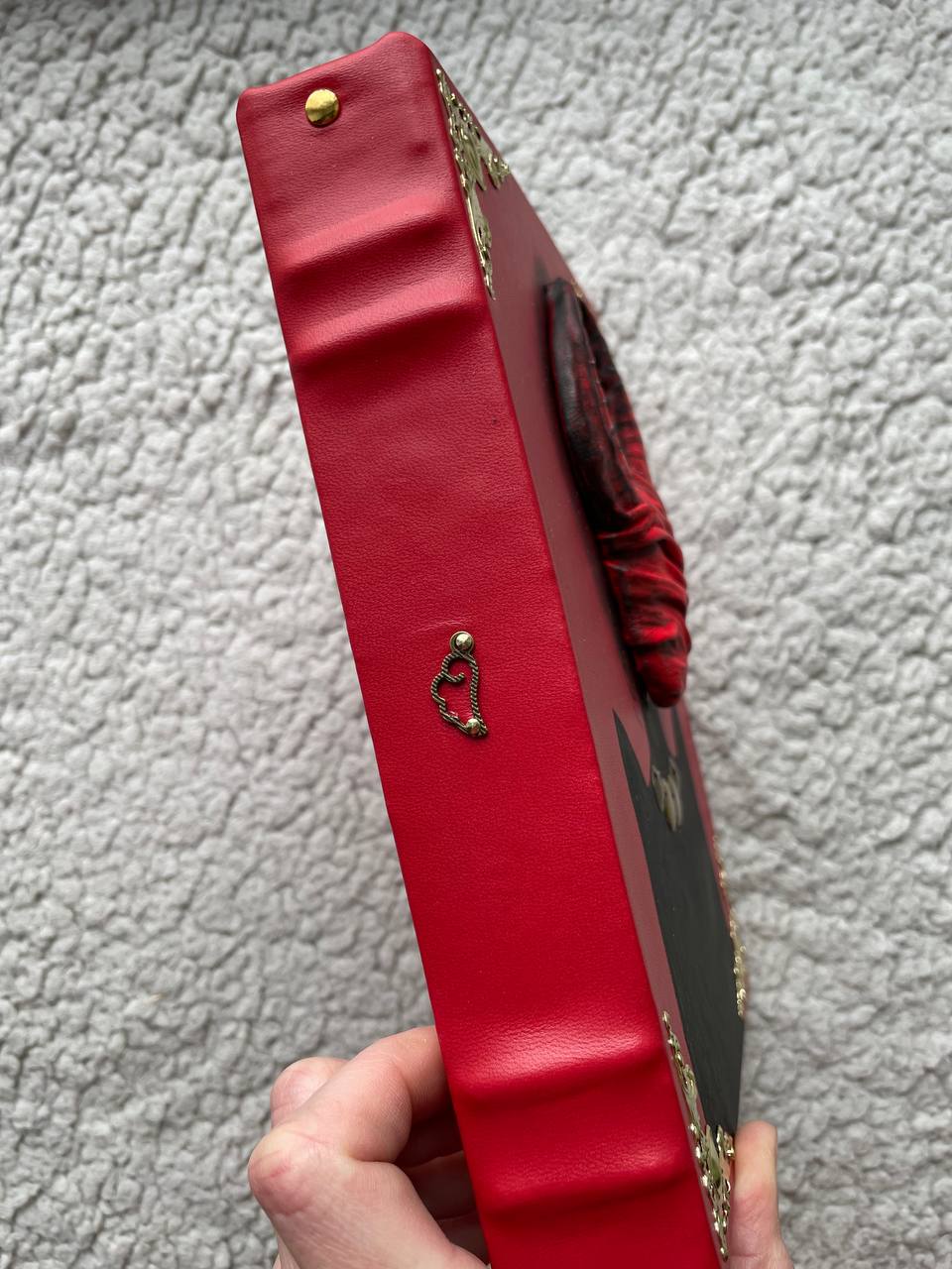 Red Priestess Grimoire | Lilith Demon Leather Book of Shadows | Horned Goddess Dark Magic Journal
