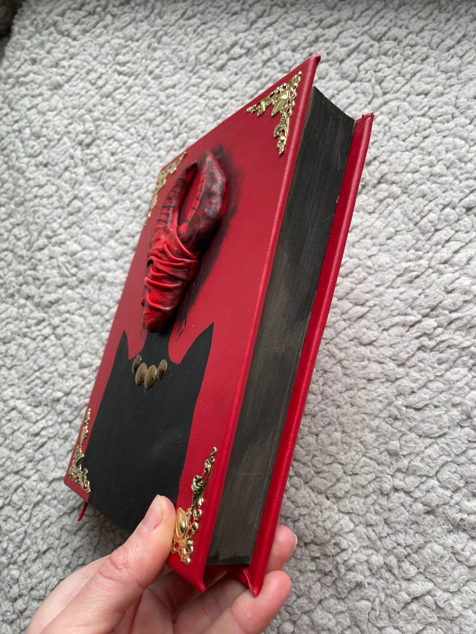 Red Priestess Grimoire | Lilith Demon Leather Book of Shadows | Horned Goddess Dark Magic Journal