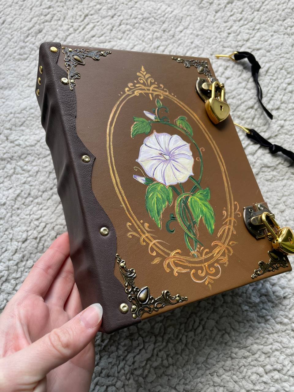 Moon Flower Grimoire, Custom Botanical Witch Journal, Lunar Spell Book, Personalized Wiccan Notebook