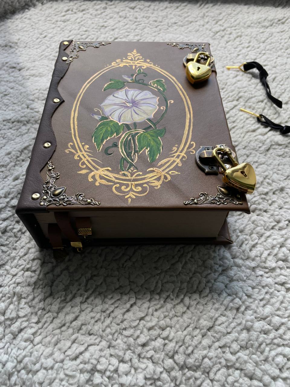 Moon Flower Grimoire, Custom Botanical Witch Journal, Lunar Spell Book, Personalized Wiccan Notebook