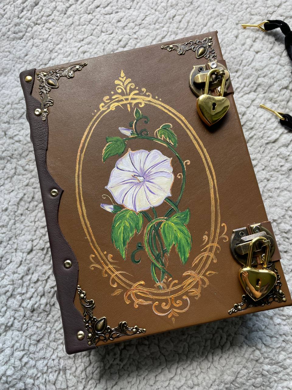 Moon Flower Grimoire, Custom Botanical Witch Journal, Lunar Spell Book, Personalized Wiccan Notebook
