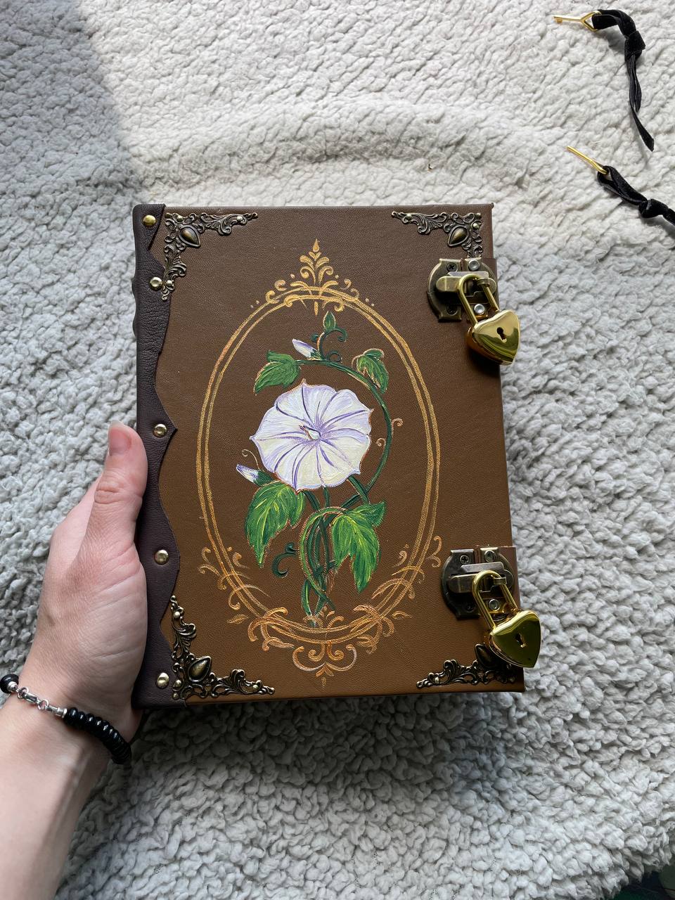Moon Flower Grimoire, Custom Botanical Witch Journal, Lunar Spell Book, Personalized Wiccan Notebook
