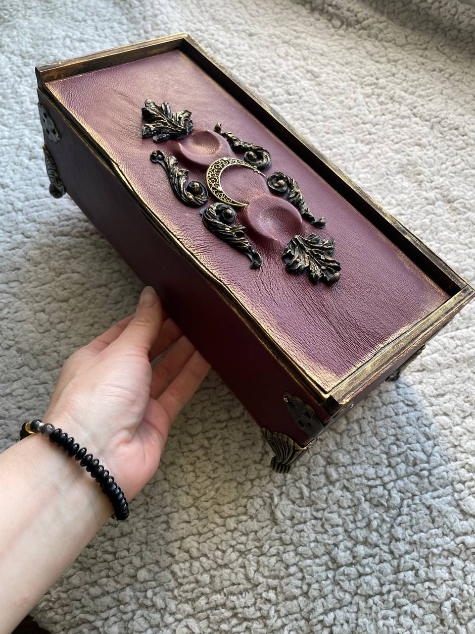 Witch Casket Altar Box, Gothic Occult Storage Chest, Tarot Crystal Box, Mystical Jewelry Organizer