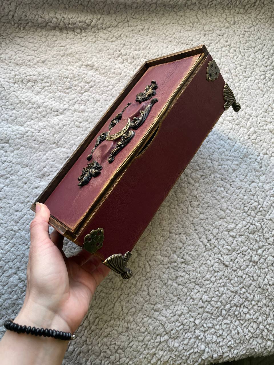 Witch Casket Altar Box, Gothic Occult Storage Chest, Tarot Crystal Box, Mystical Jewelry Organizer