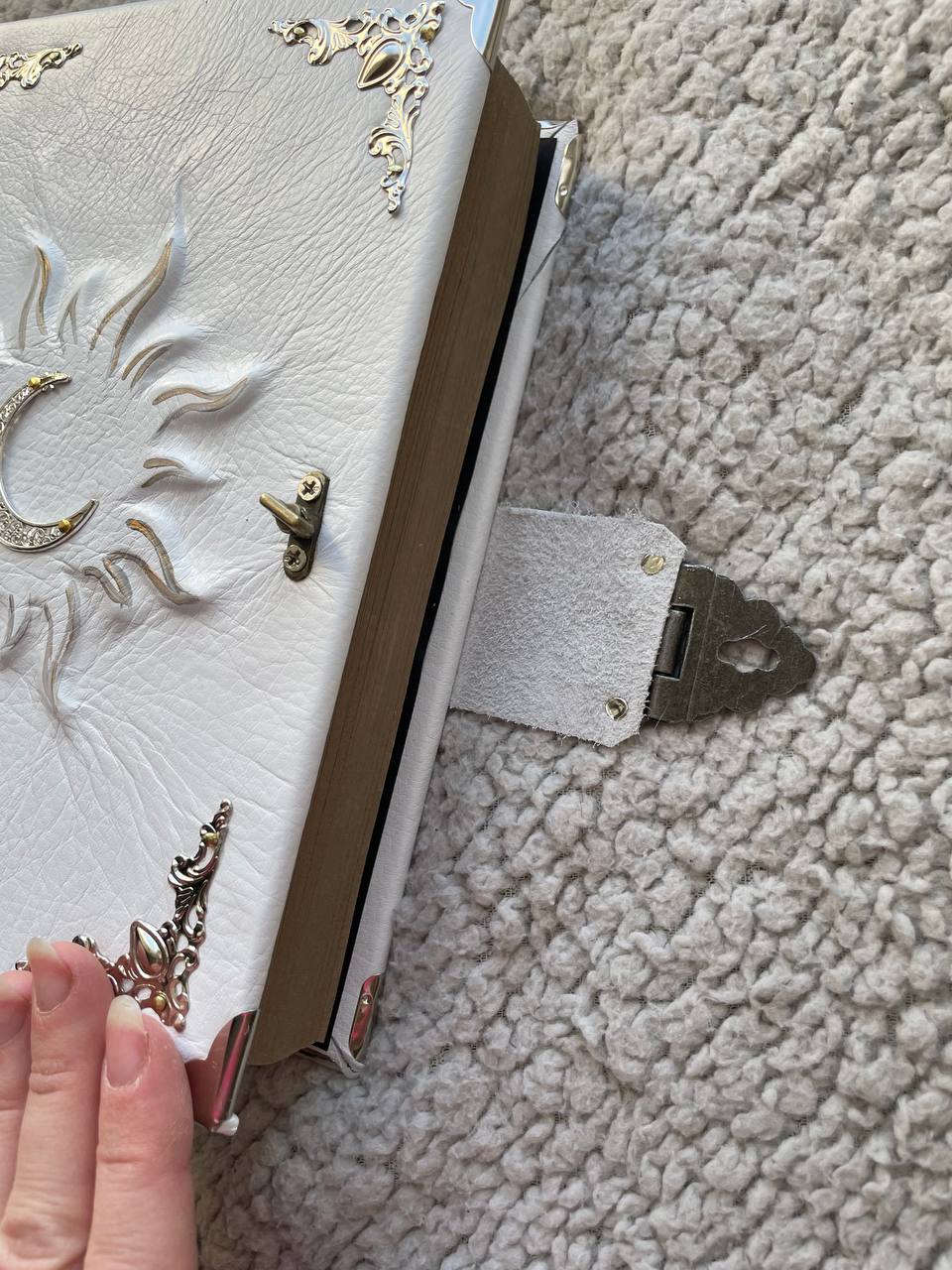 Handmade Sun & Moon Grimoire, Celestial Leather Book of Shadows, Witchcraft Journal, Lunar Spell Book