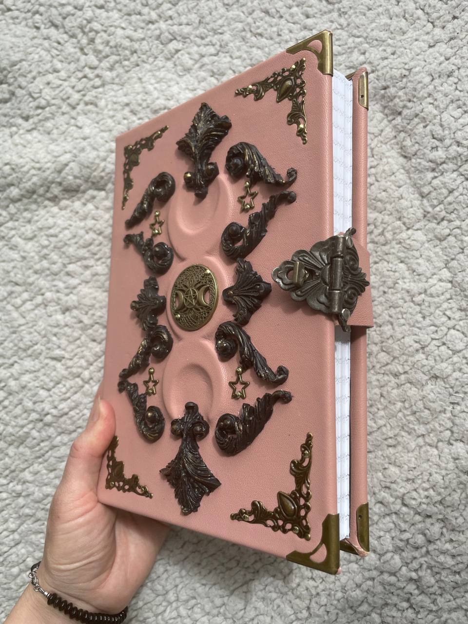 Triple Moon Grimoire, Wiccan Spell Book, Lunar Witch Notebook, Goddess Binder, Pagan Gift