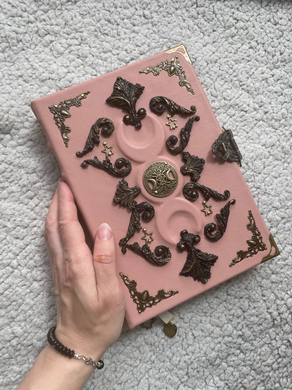 Triple Moon Grimoire, Wiccan Spell Book, Lunar Witch Notebook, Goddess Binder, Pagan Gift