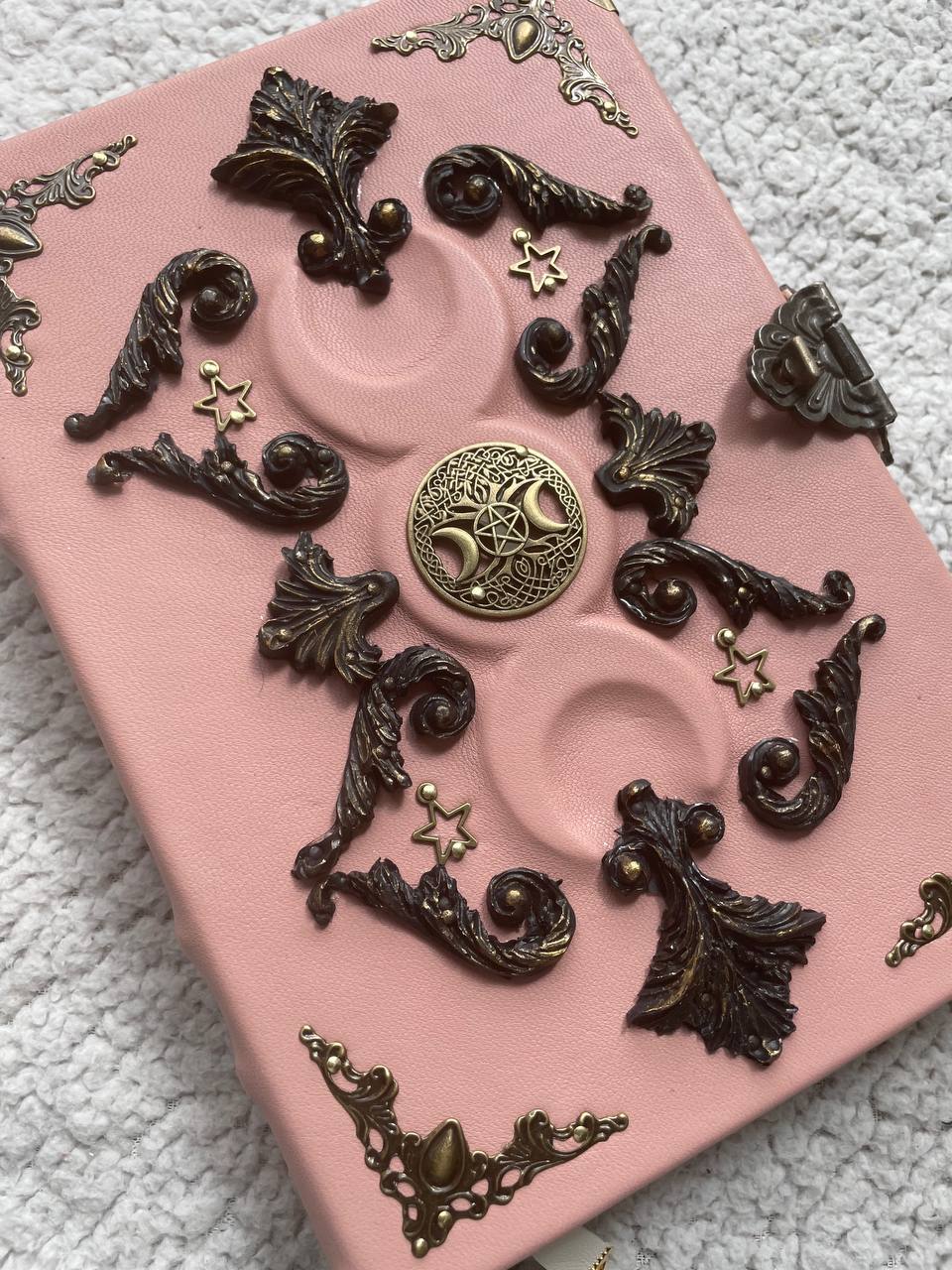 Triple Moon Grimoire, Wiccan Spell Book, Lunar Witch Notebook, Goddess Binder, Pagan Gift