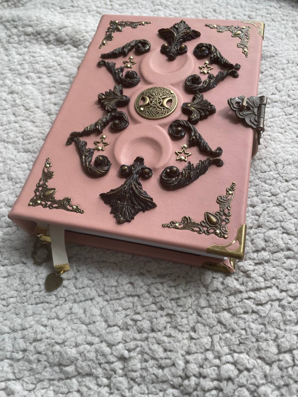 Triple Moon Grimoire, Wiccan Spell Book, Lunar Witch Notebook, Goddess Binder, Pagan Gift
