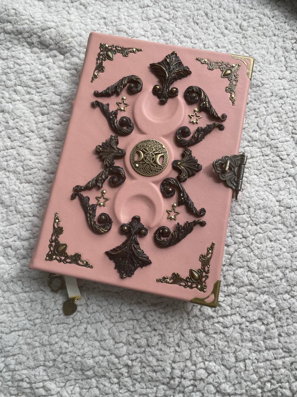 Triple Moon Grimoire, Wiccan Spell Book, Lunar Witch Notebook, Goddess Binder, Pagan Gift