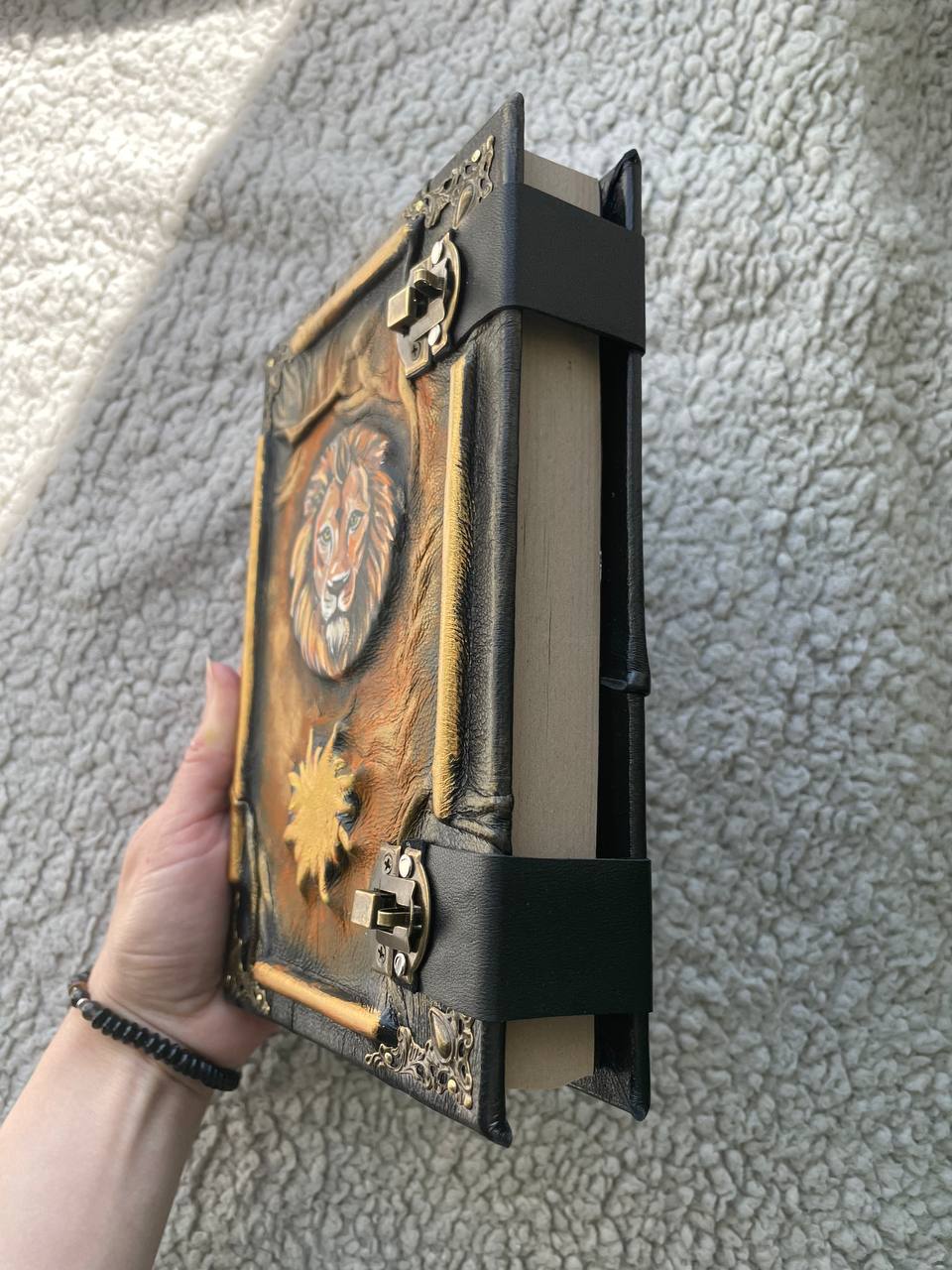 Lion Sun Grimoire, Handmade Zodiac Leo Journal, Celestial Leather Book, Astrology Notebook, Spiritual Journal