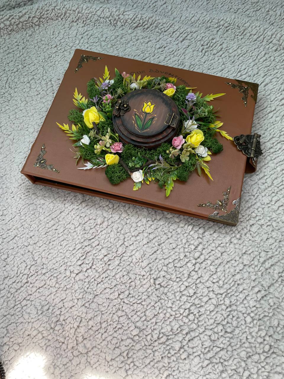 Personalized Memory Album Binder with Secret Ring Box, Handmade Leather Photo Album, Proposal Scrapbook