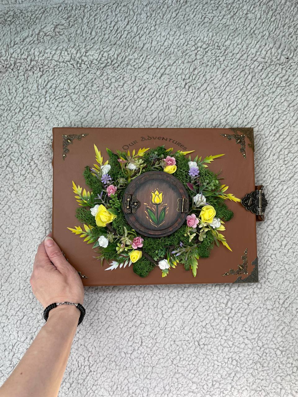 Personalized Memory Album Binder with Secret Ring Box, Handmade Leather Photo Album, Proposal Scrapbook