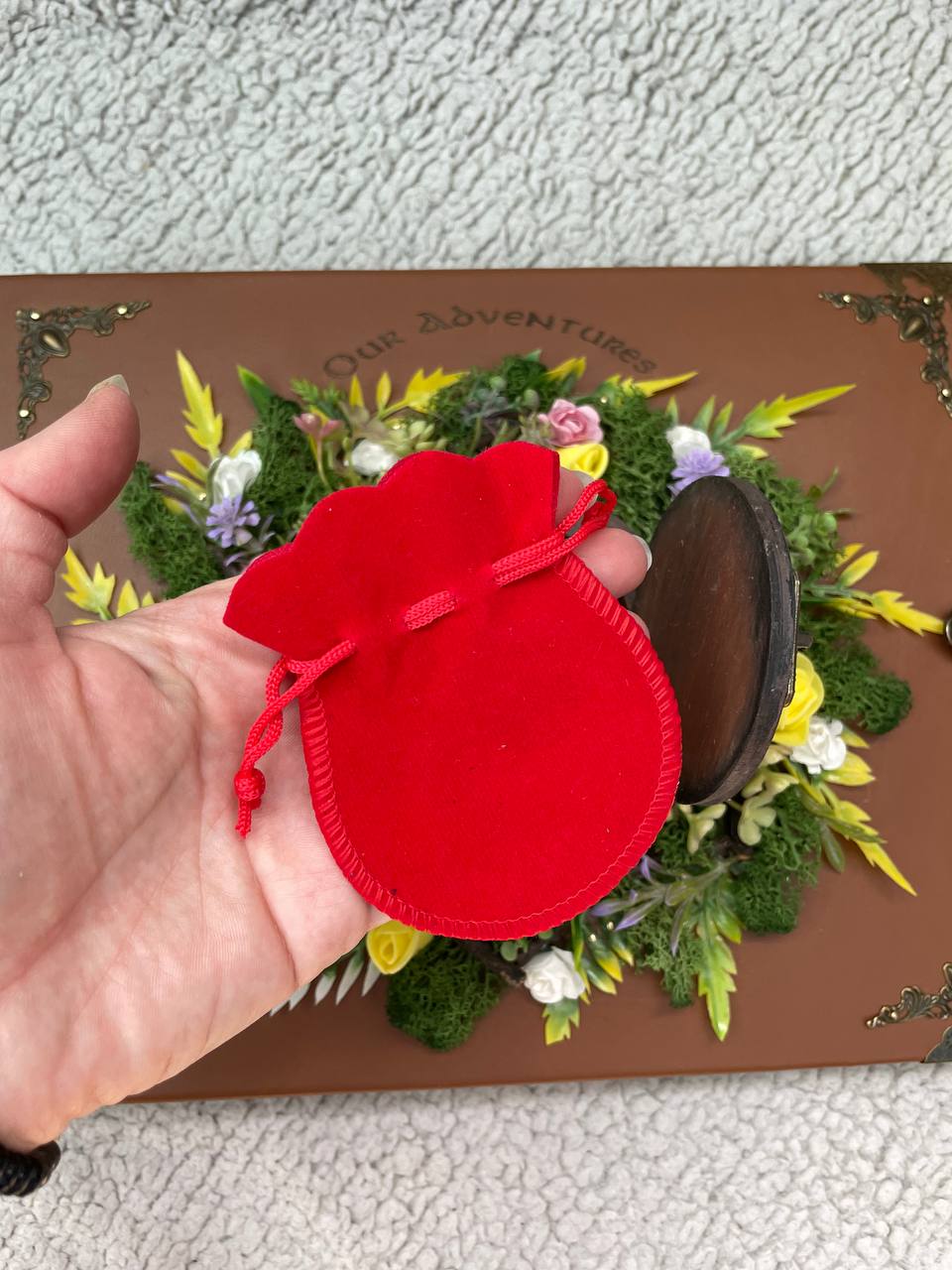 Personalized Memory Album Binder with Secret Ring Box, Handmade Leather Photo Album, Proposal Scrapbook
