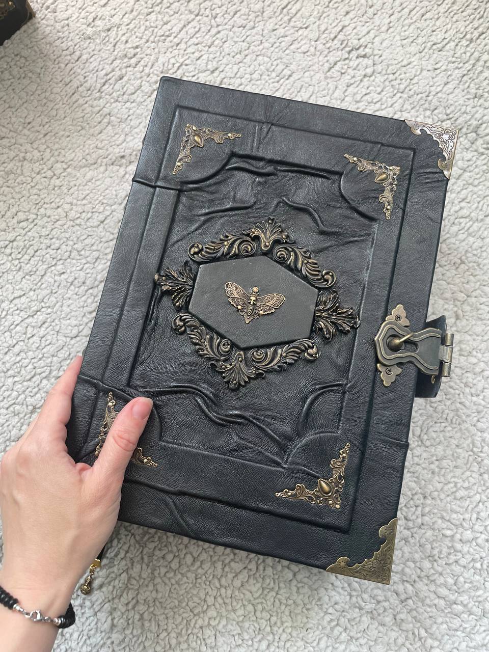 Death's Head Moth Grimoire – Handmade Gothic Journal, Watercolor Paper