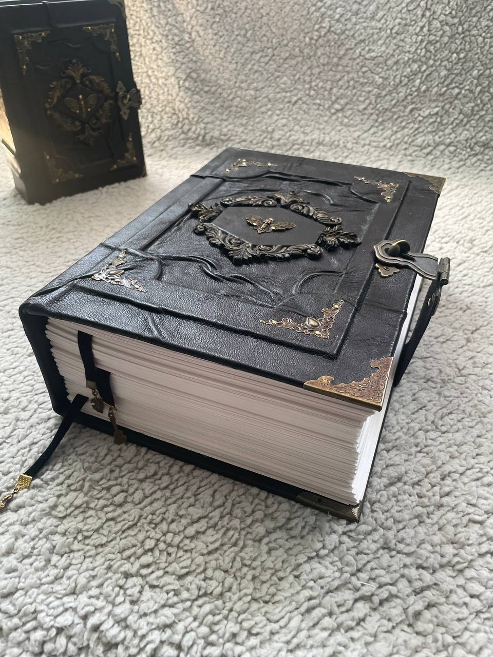 Death's Head Moth Grimoire – Handmade Gothic Journal, Watercolor Paper