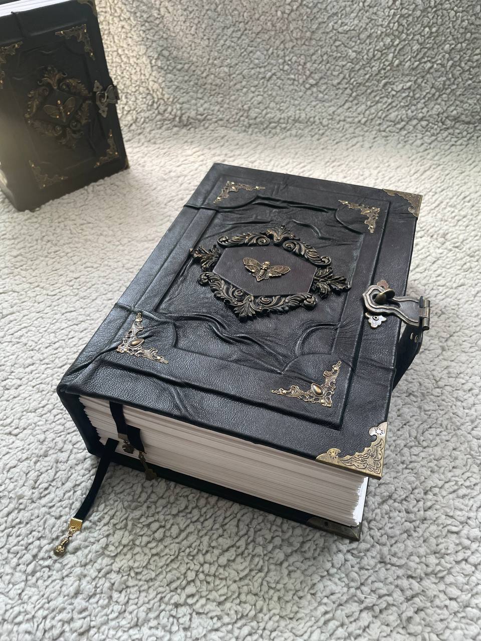 Death's Head Moth Grimoire – Handmade Gothic Journal, Watercolor Paper
