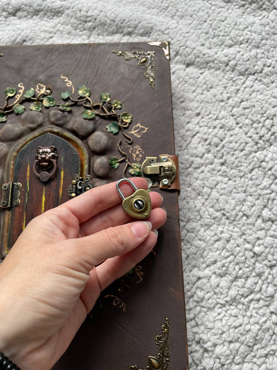 Fairy Door Grimoire | Handmade Leather Book of Shadows | Secret Garden Journal | Fantasy Spell Book | Witch Notebook