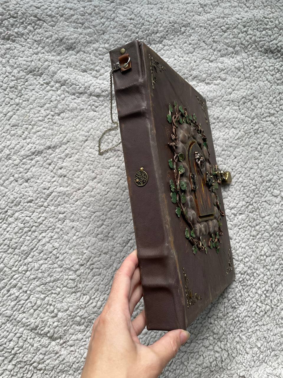 Fairy Door Grimoire | Handmade Leather Book of Shadows | Secret Garden Journal | Fantasy Spell Book | Witch Notebook