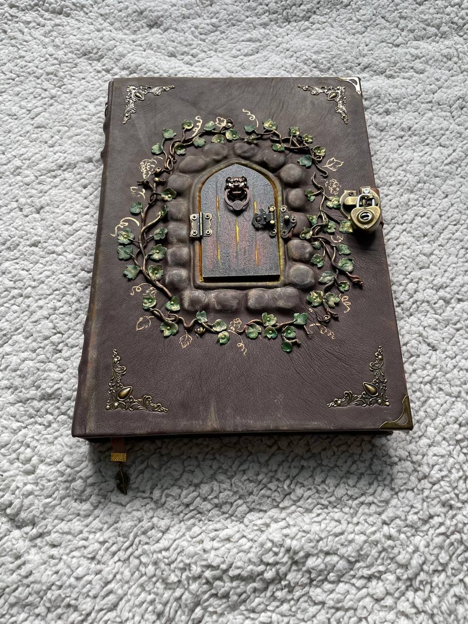 Fairy Door Grimoire | Handmade Leather Book of Shadows | Secret Garden Journal | Fantasy Spell Book | Witch Notebook