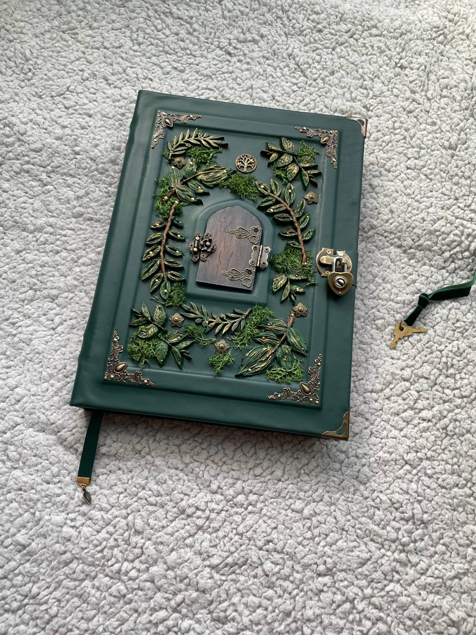 Secret Garden – A4 Handmade Enchanted Leather Grimoire with Miniature Door