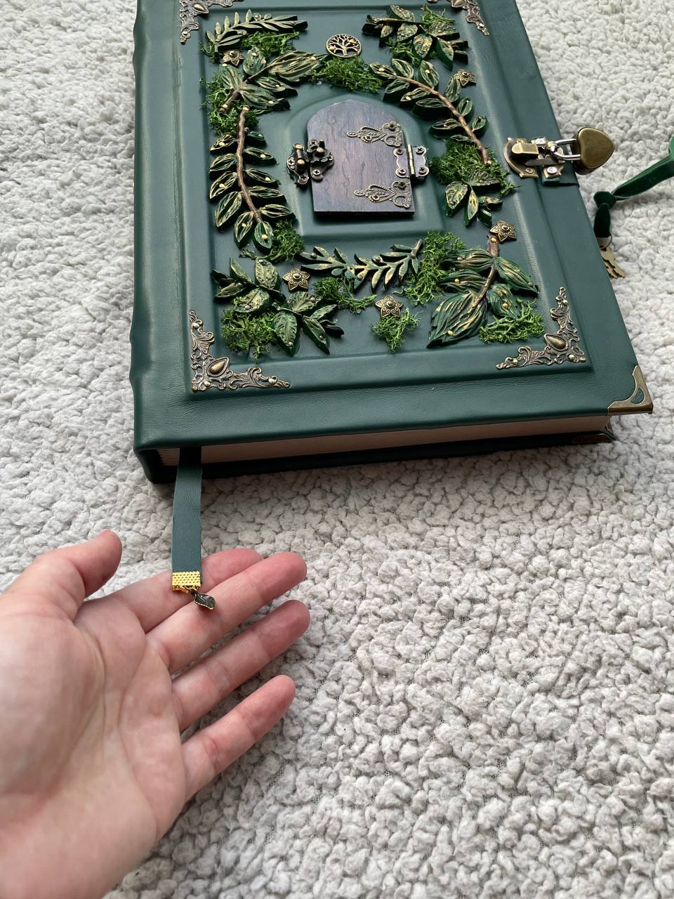 Secret Garden – A4 Handmade Enchanted Leather Grimoire with Miniature Door