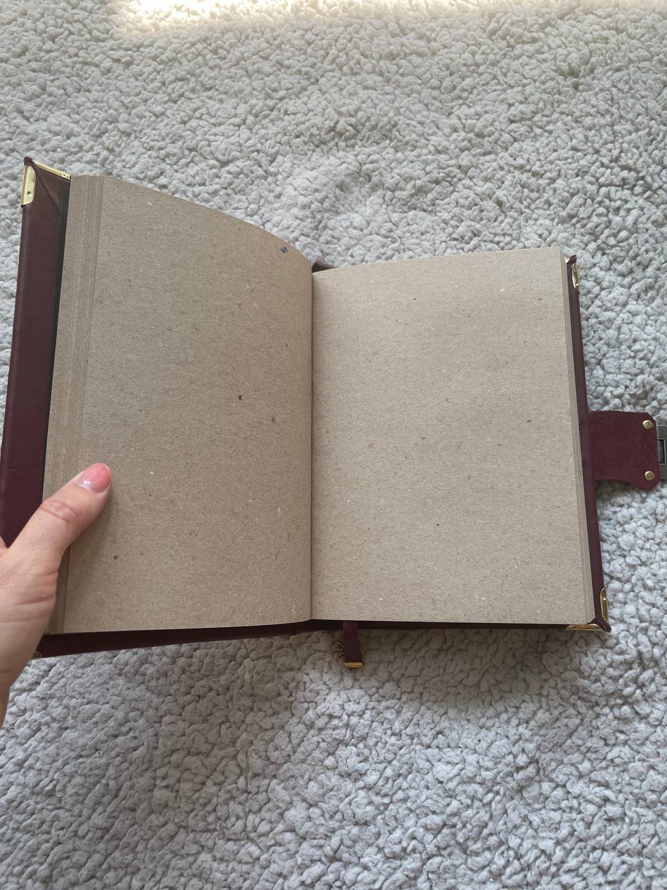 Golden Triple Moon Grimoire – Handmade Burgundy Leather Book of Shadows | Luxury Wiccan Journal