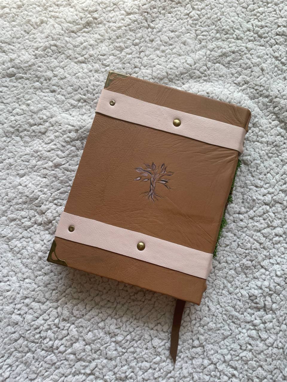Family Tree Grimoire - Handmade Leather Journal with Woodburned Tree Design
