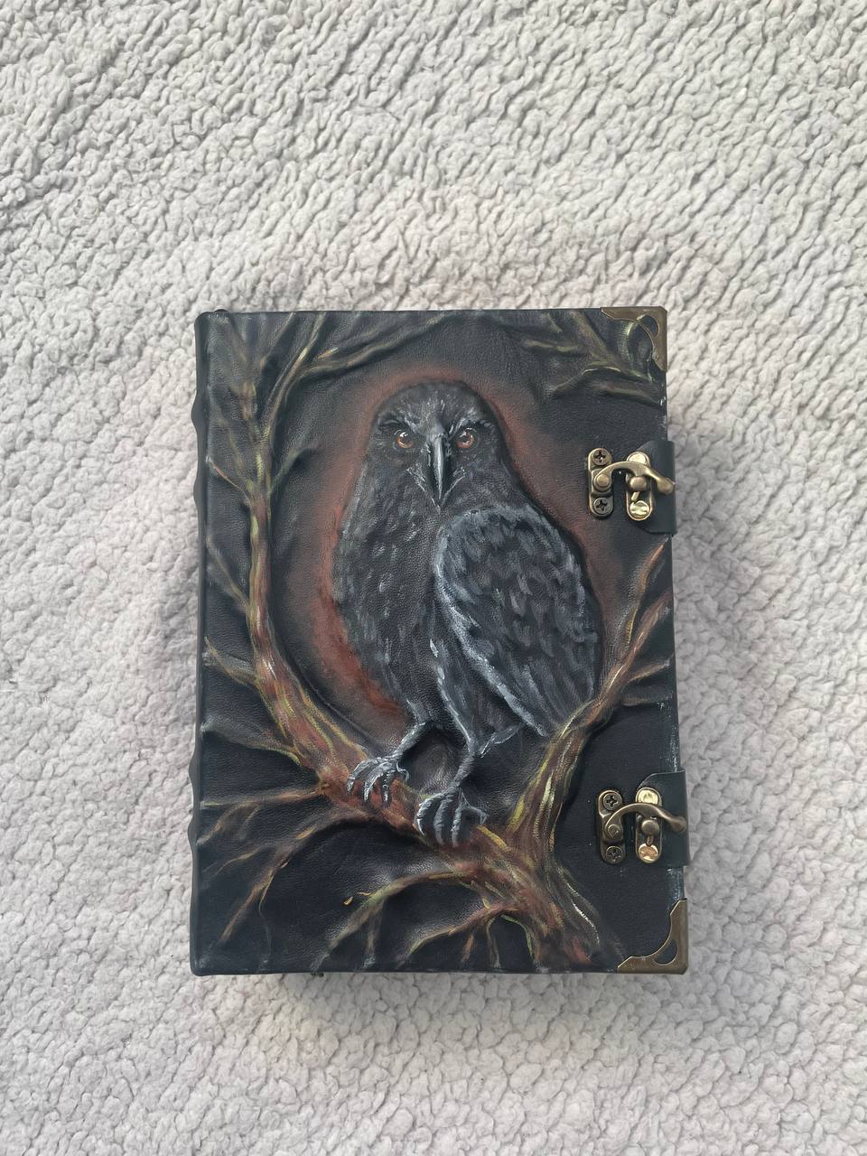 Raven Grimoire - Handmade Journal with 600 Kraft Pages
