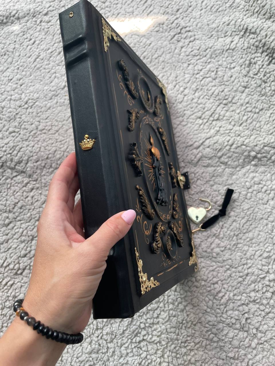 Handmade A4 Grimoire with Kraft Pages – Gothic Vintage Journal with Lock