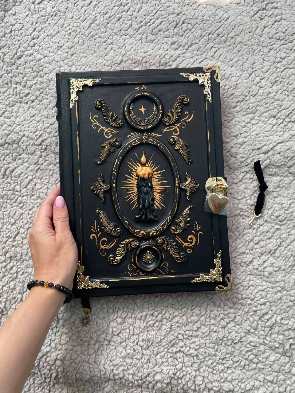 Handmade A4 Grimoire with Kraft Pages – Gothic Vintage Journal with Lock