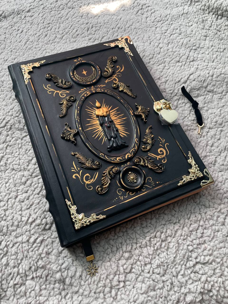 Handmade A4 Grimoire with Kraft Pages – Gothic Vintage Journal with Lock