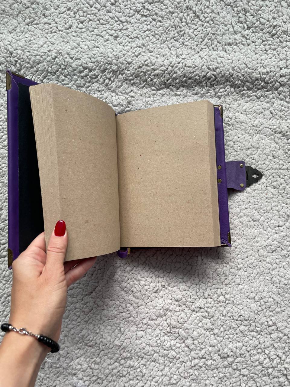 Sun & Moon Purple Leather Grimoire – Handmade Book of Shadows