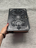 Black Moon Leather Grimoire, Handmade Book of Shadows, Gothic Witchcraft Journal, Gift for Witch