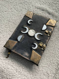 Moon Phases Leather Grimoire – Handmade Book of Shadows Inspired by Gothic Fantasy