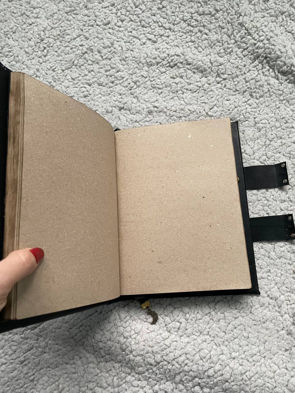 Moon Phases Leather Grimoire – Handmade Book of Shadows Inspired by Gothic Fantasy